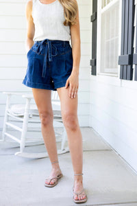 Flying Tomato - Avery Pleated Denim Shorts