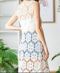 Veveret Sleeveless Crochet Dress Vest in white - women's jacket - view 4