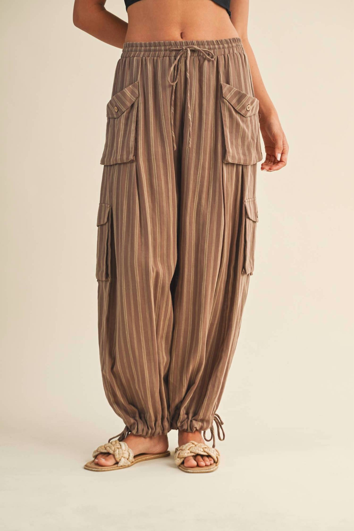 Mustard Seed - Women's Savannah Striped Cargo Pants