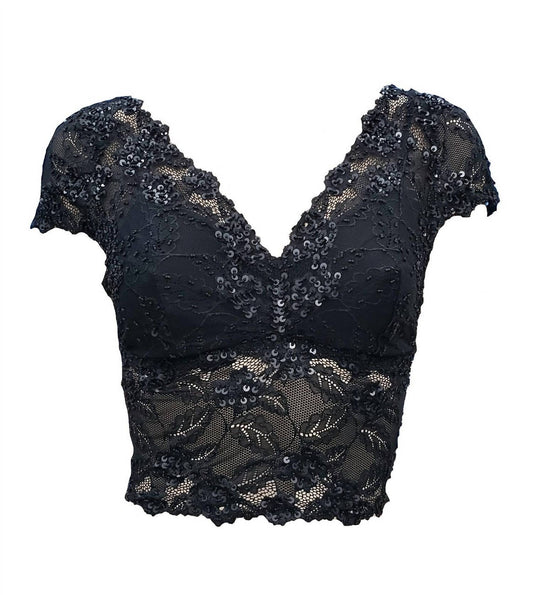 Grace Lace Hand Beaded Cami With Sleeves