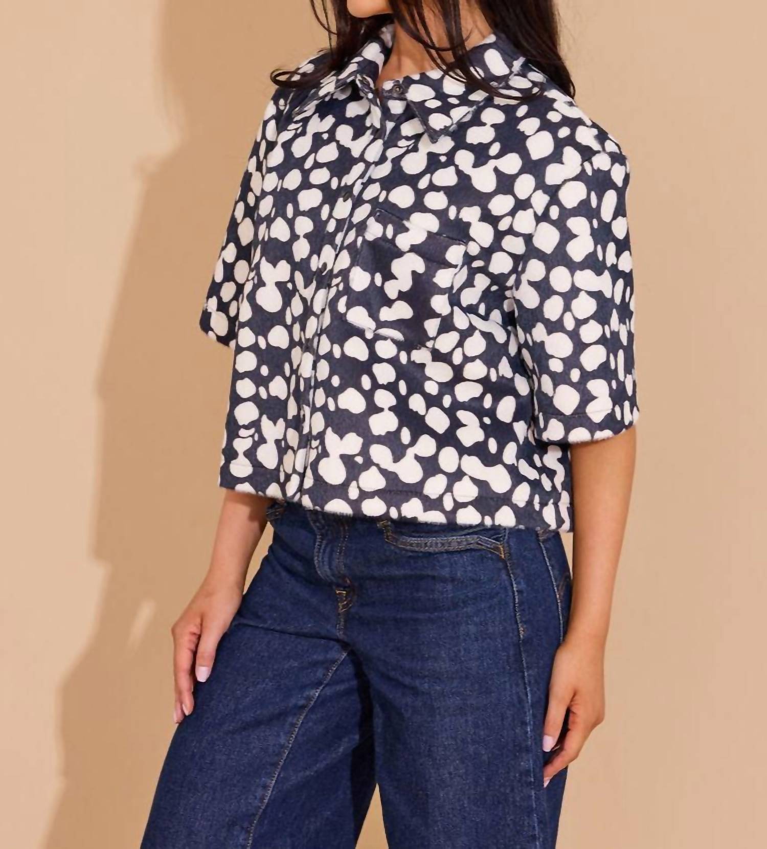 Alden Adair Remi Crop Button-down Top in stingray - women's shirt - alternate view