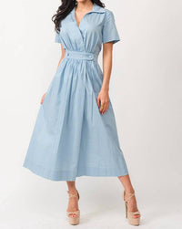 Tea & Cup - Short Sleeve A-line Midi Dress