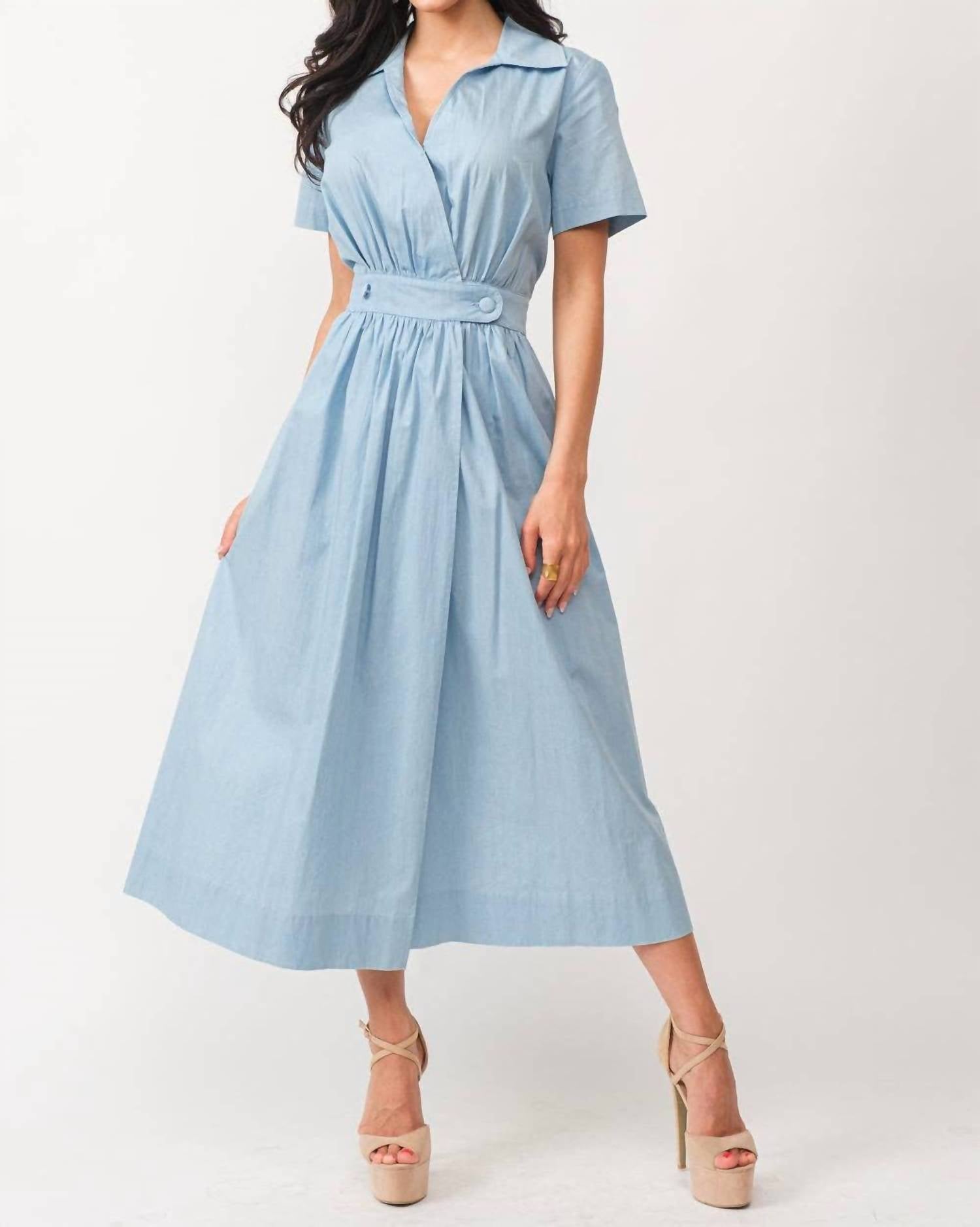 Tea & Cup - Short Sleeve A-line Midi Dress