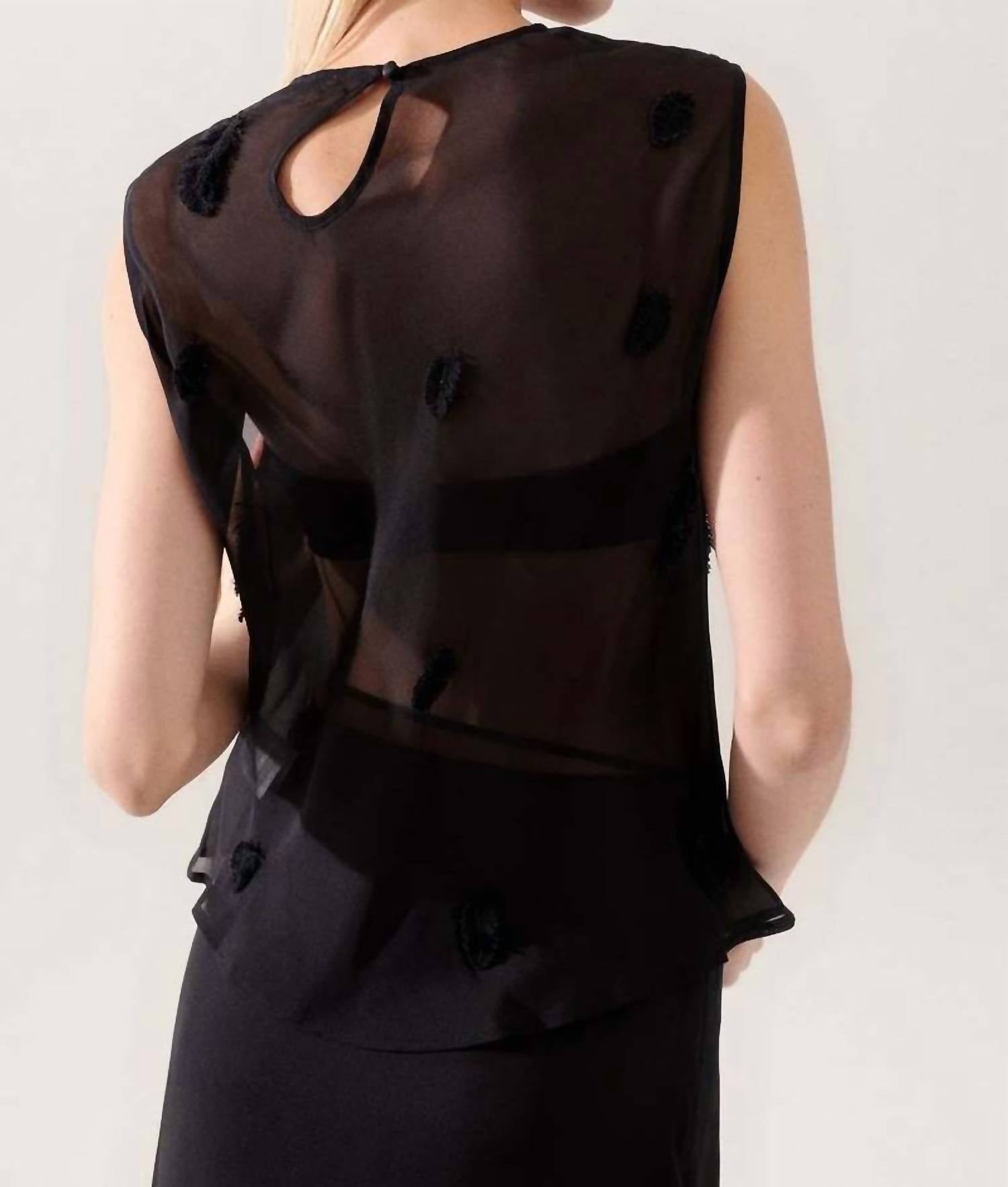 Silk Laundry - Sleeveless Feather Blouse