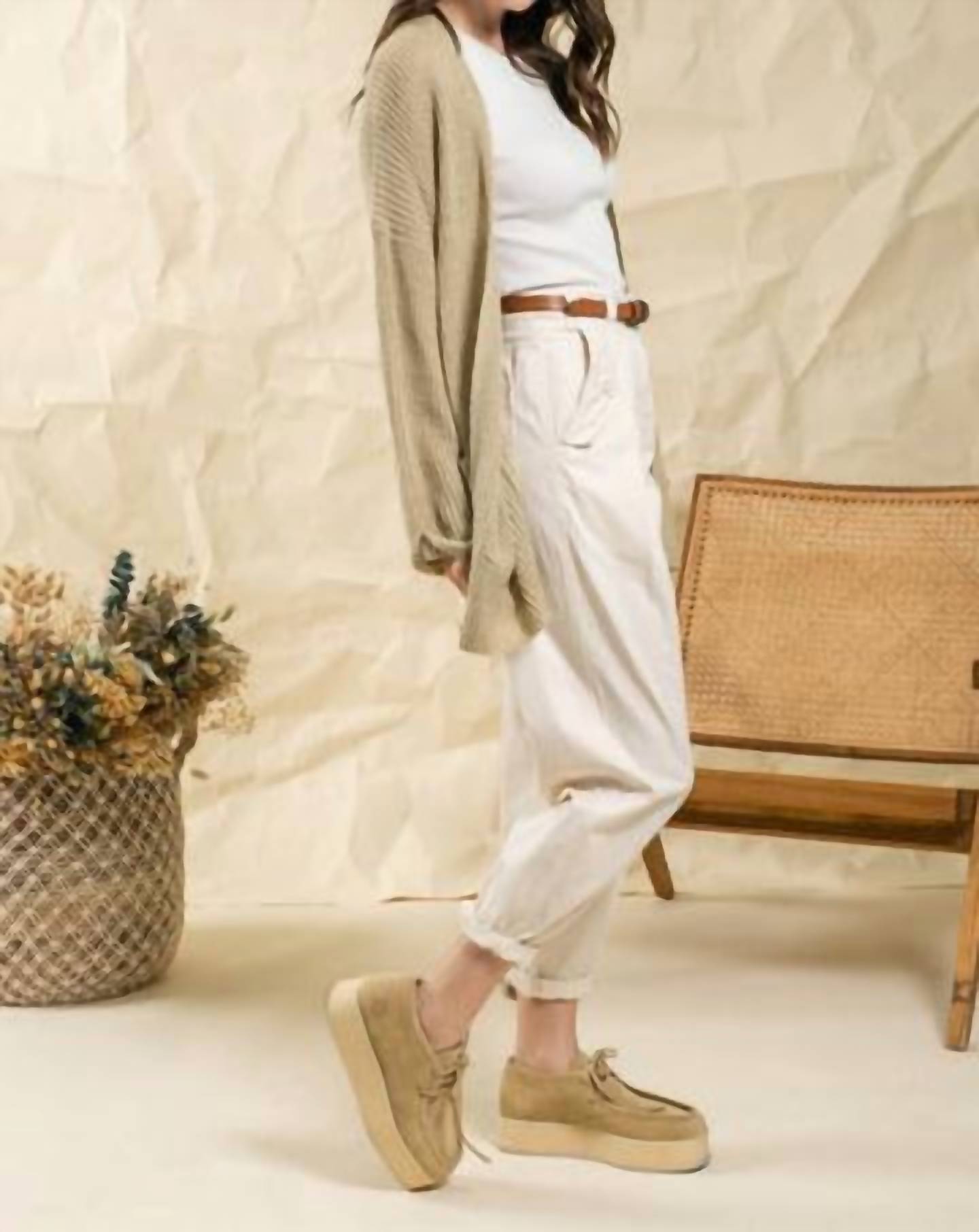 Blu Pepper - Front Pockets 3/4 Cuffed Sleeves Cardigan