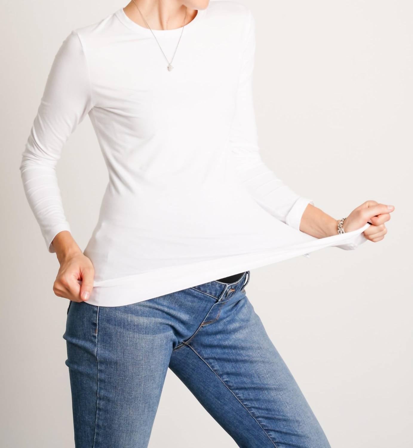 NOM Maternity Liv Long Sleeve Tee in white - women's long sleeve top - alternate view