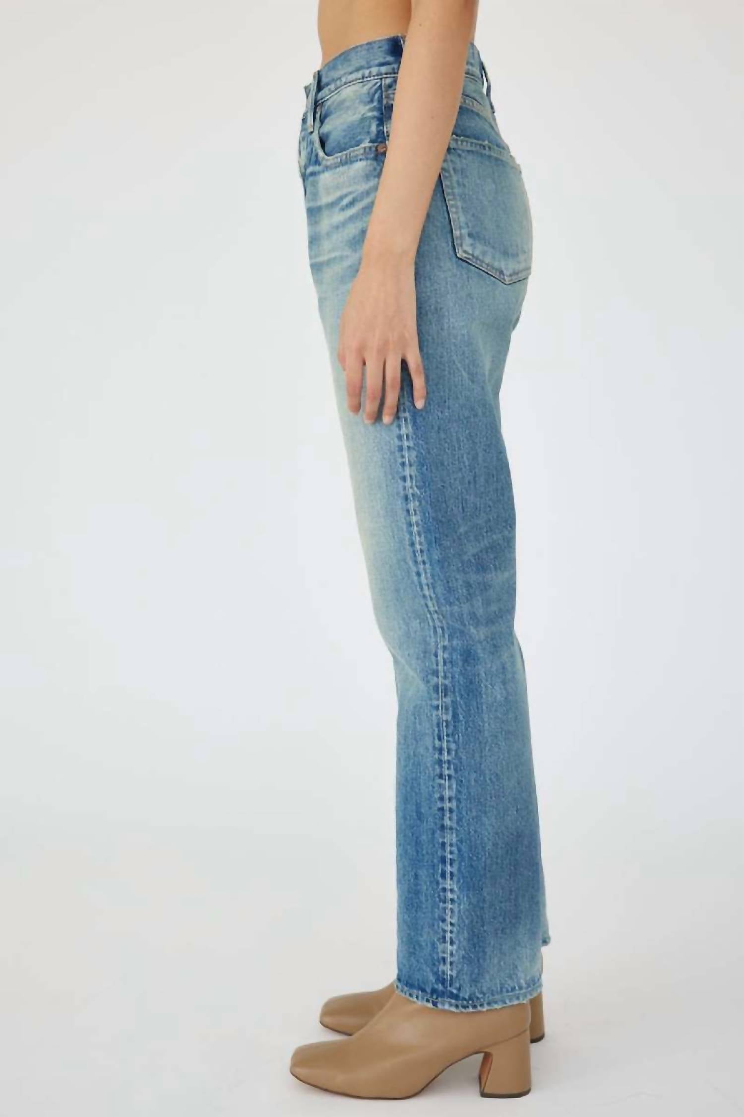 Moussy Mckellar Wide Straight Jeans in blue - women's jeans - detail view