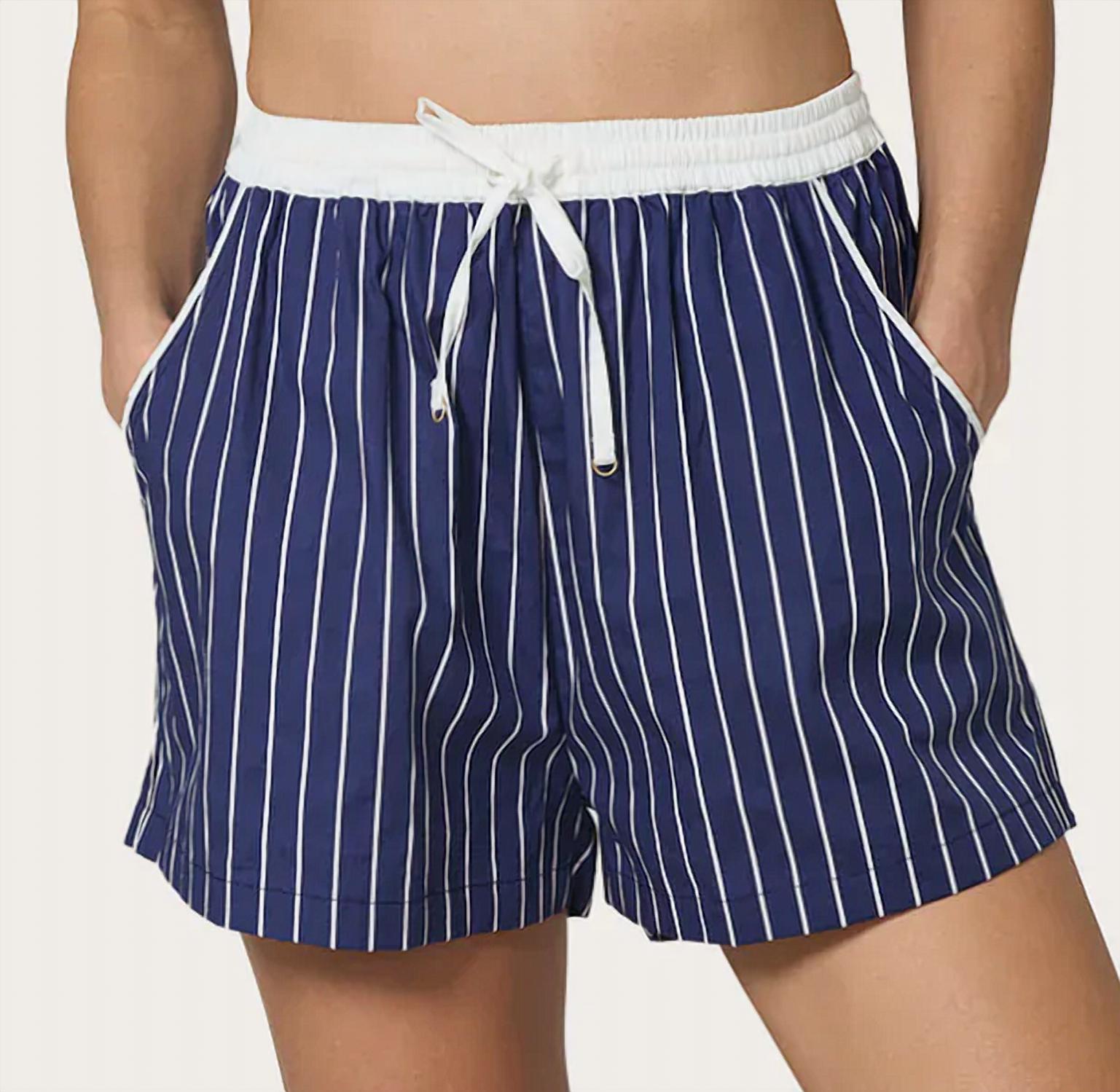 LUSANA Donovan Short in indigo stripe - women's shorts