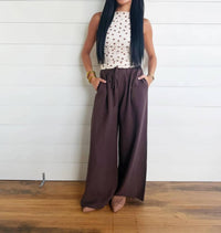 Mustard Seed - Women's Gathered Drawstring Wide Leg Trouser