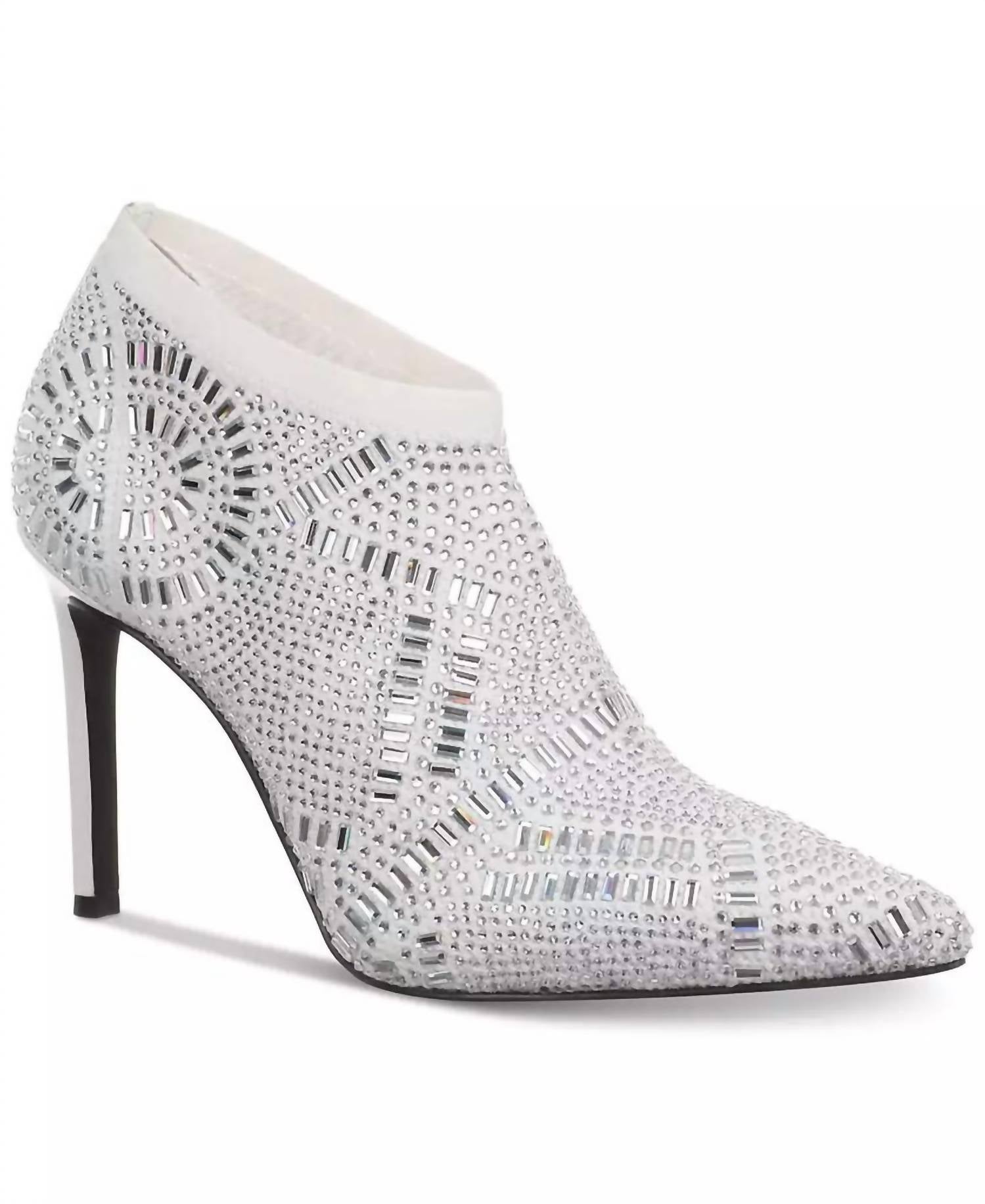 Thalia Sodi Women's Karmen Ankle Booties in white flyknit - women's shoe - detail view