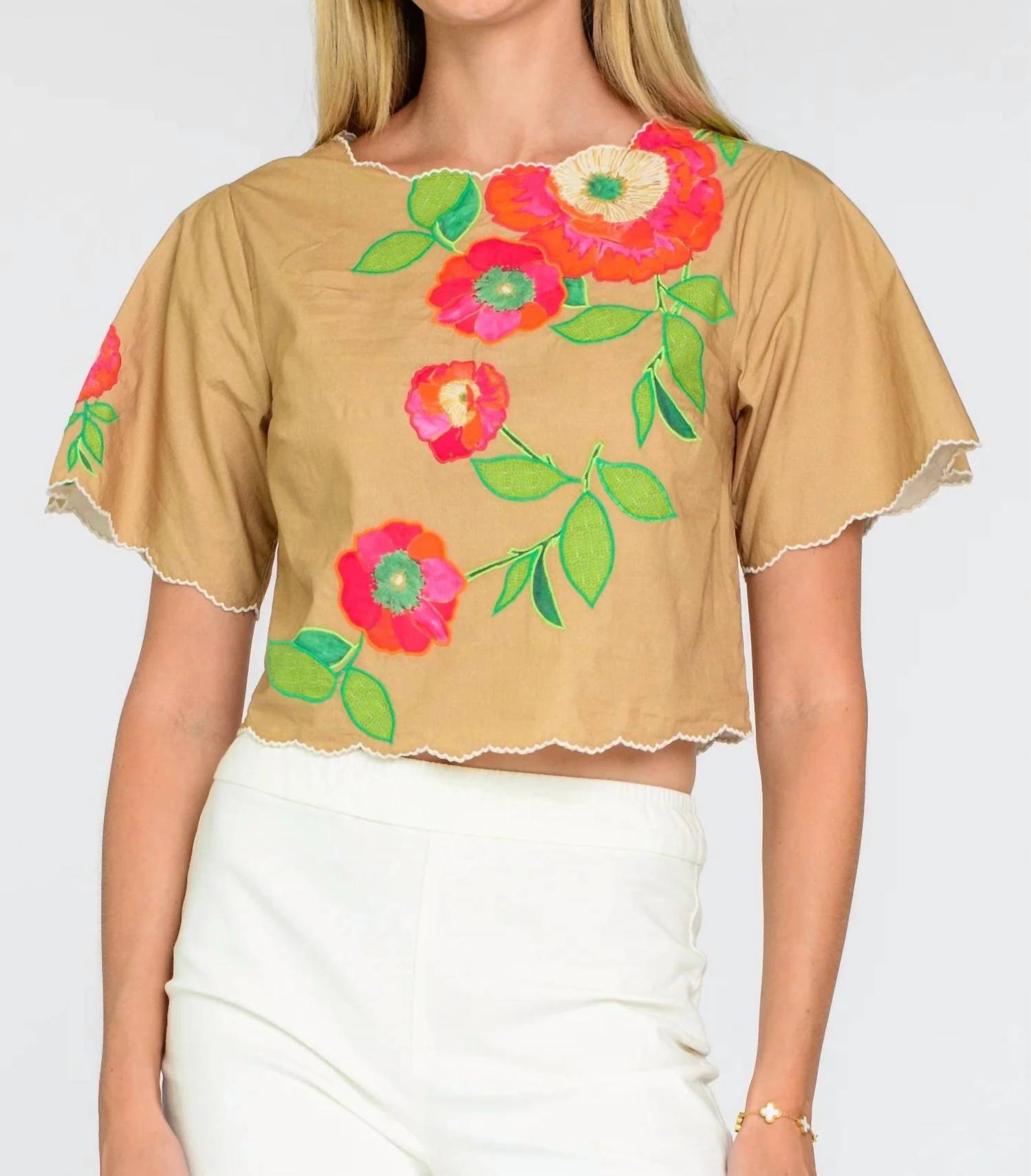 Elizabeth James The Label - Paloma Scalloped Embroidery Top