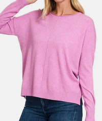 Zenana - Front Seam Round Neck Sweater