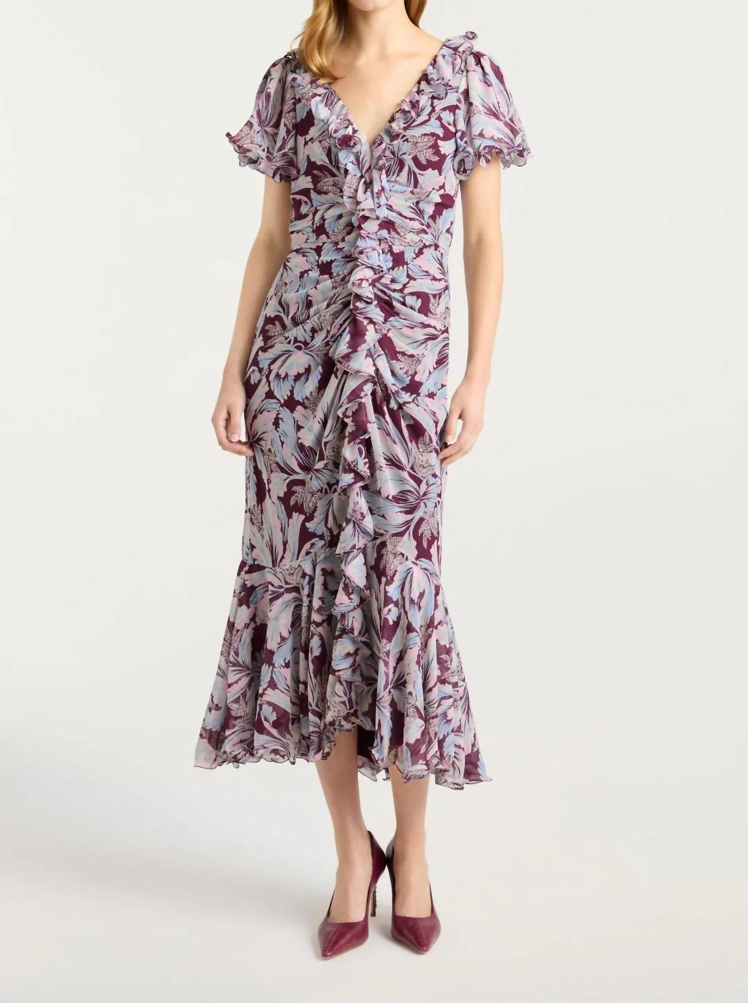 cinq a sept Clio Tulip Dress in plum multi - women's dress