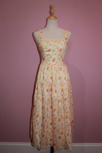 STORIA Women's Floral Ruffled Midi Sundress in white orange floral - women's dress