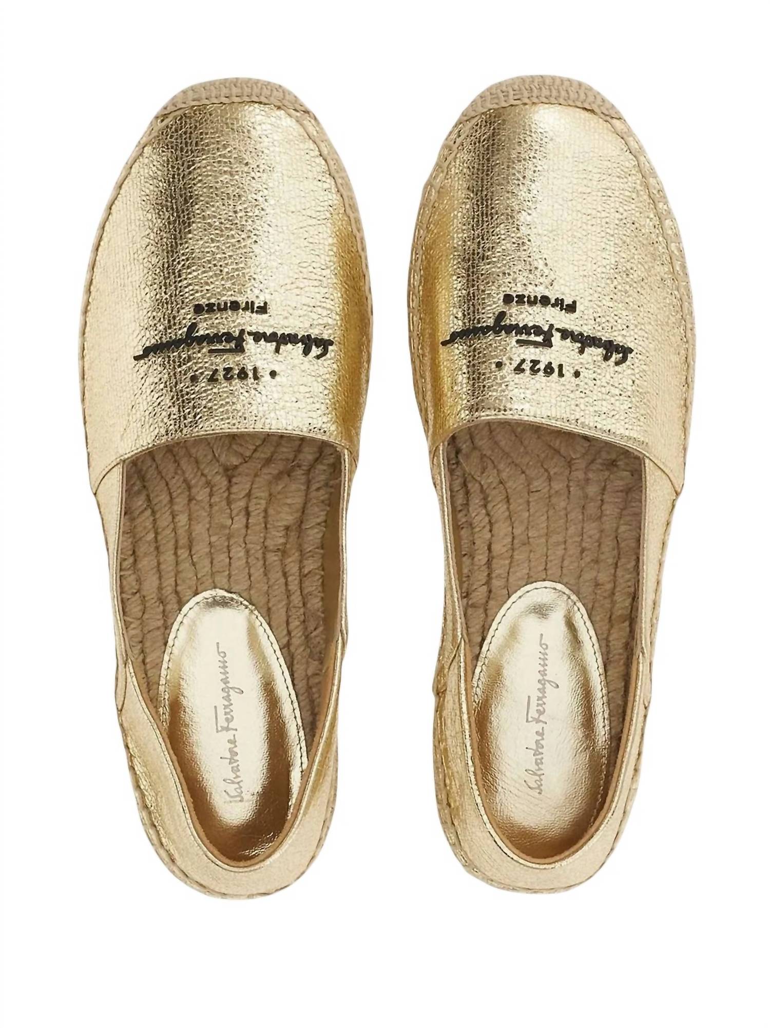 Salvatore Ferragamo - Women's Logo-embroidered Metallic Espadrilles