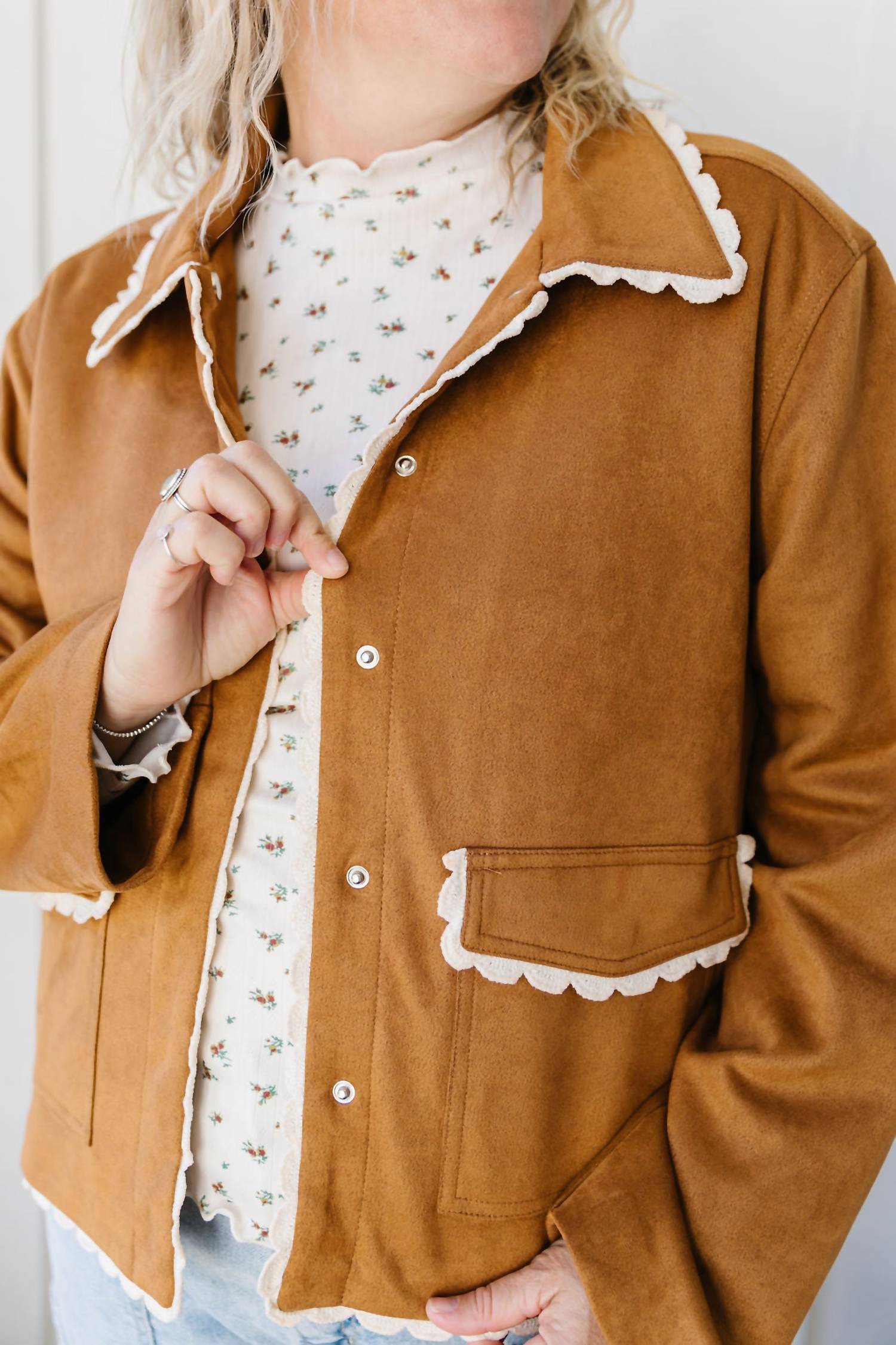 Polagram Meg Suede Jacket in camel - women's jacket - view 4
