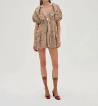 Lil Lemons By For Love And Lemons - Gingerbread Gingham Mini Dress