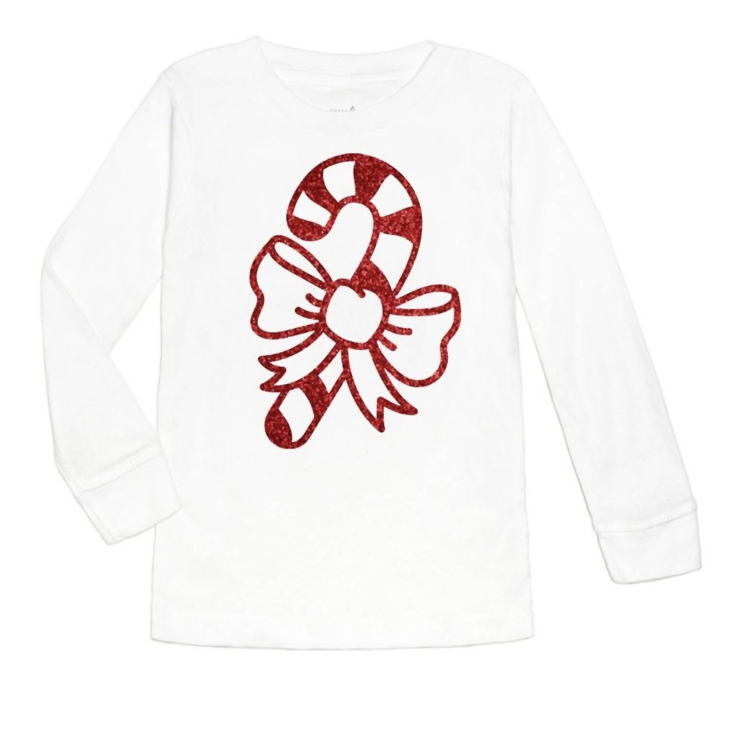 Sweet Wink - Kid's Girls Candy Cane White Holiday Tee Top