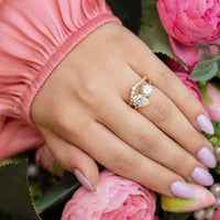 Starlette Women's Double Feature Stones Aurora Ring in gold - women's jewelry - alternate view