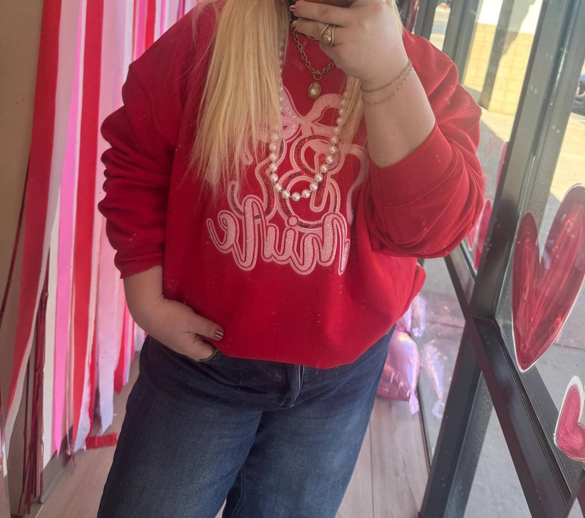 Hazel Mae - Be Mine Sequin Sweatshirt