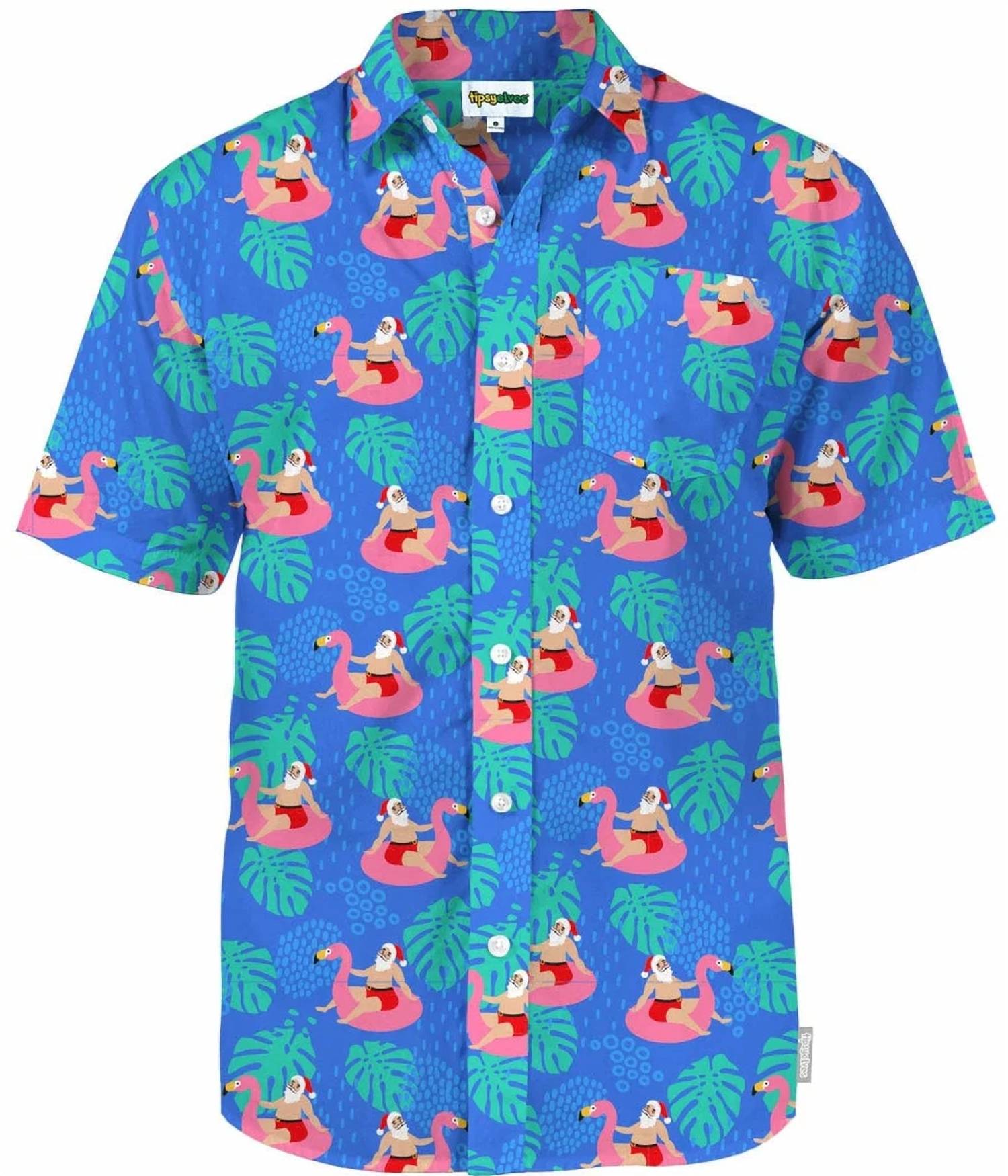 Tipsy Elves - Pool Party Santa Button Down Shirt