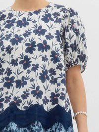 Entro - Floral Print Ric Rac Trim Dress