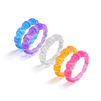 Gold & Honey - Women's Bamboo Lucite Rings - Set Of 5