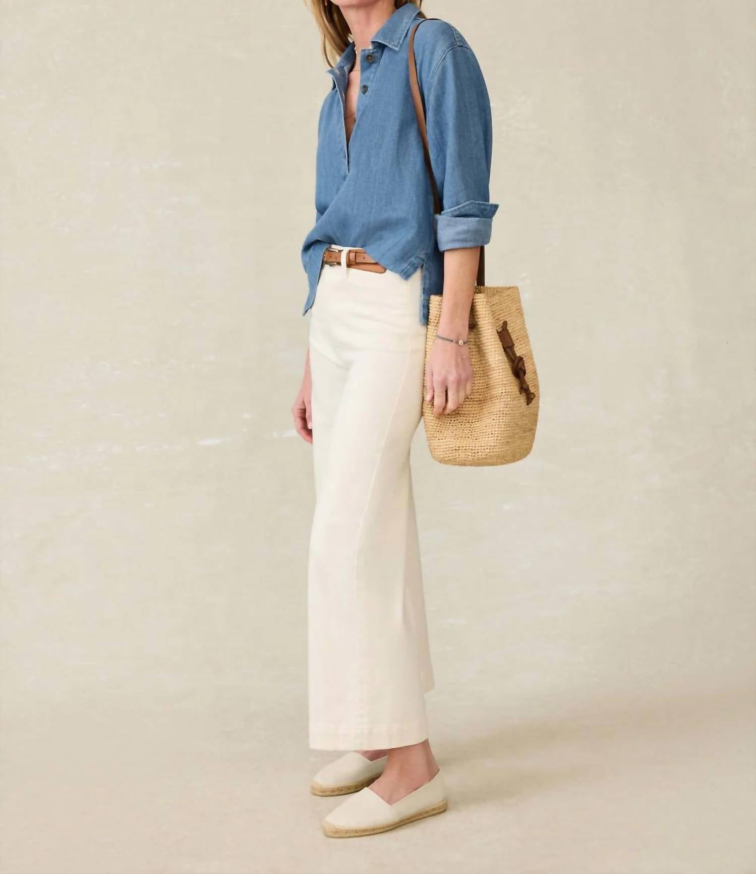 Faherty - Women's Raffia Drawstring Bucket Bag