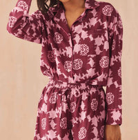 OMIKA Long Sleeve Pajama Short Set in chloe acai - women's sleepwear - alternate view