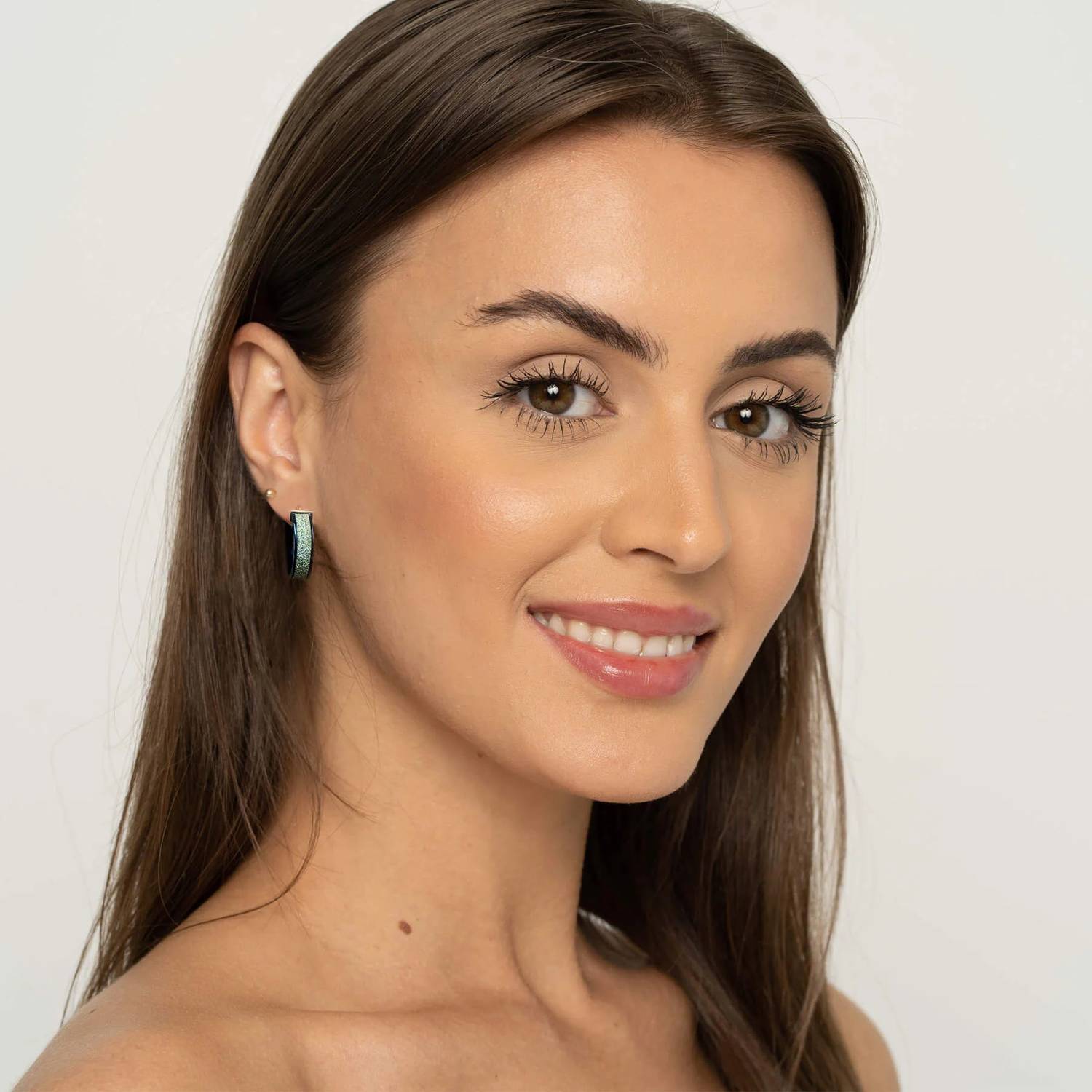 Gold & Honey - Women's Wide Glitter Lucite Hoop Earrings