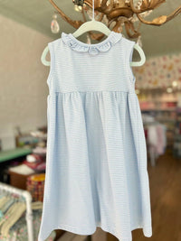 Percy & Tyne Girls Cici Knit Dress in blue stripe - kids' dress