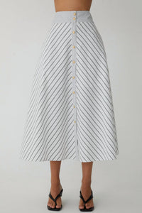 js71 Fraser Skirt in white black stripe - women's skirt
