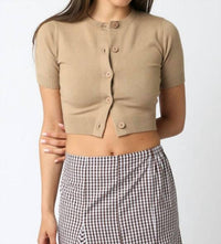 Olivaceous - Bella Short Sleeve Knit Cardigan