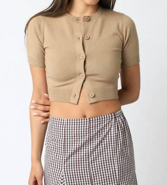 Olivaceous - Bella Short Sleeve Knit Cardigan