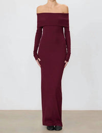 Eterne - Long Sleeve Off Shoulder Maxi Dress
