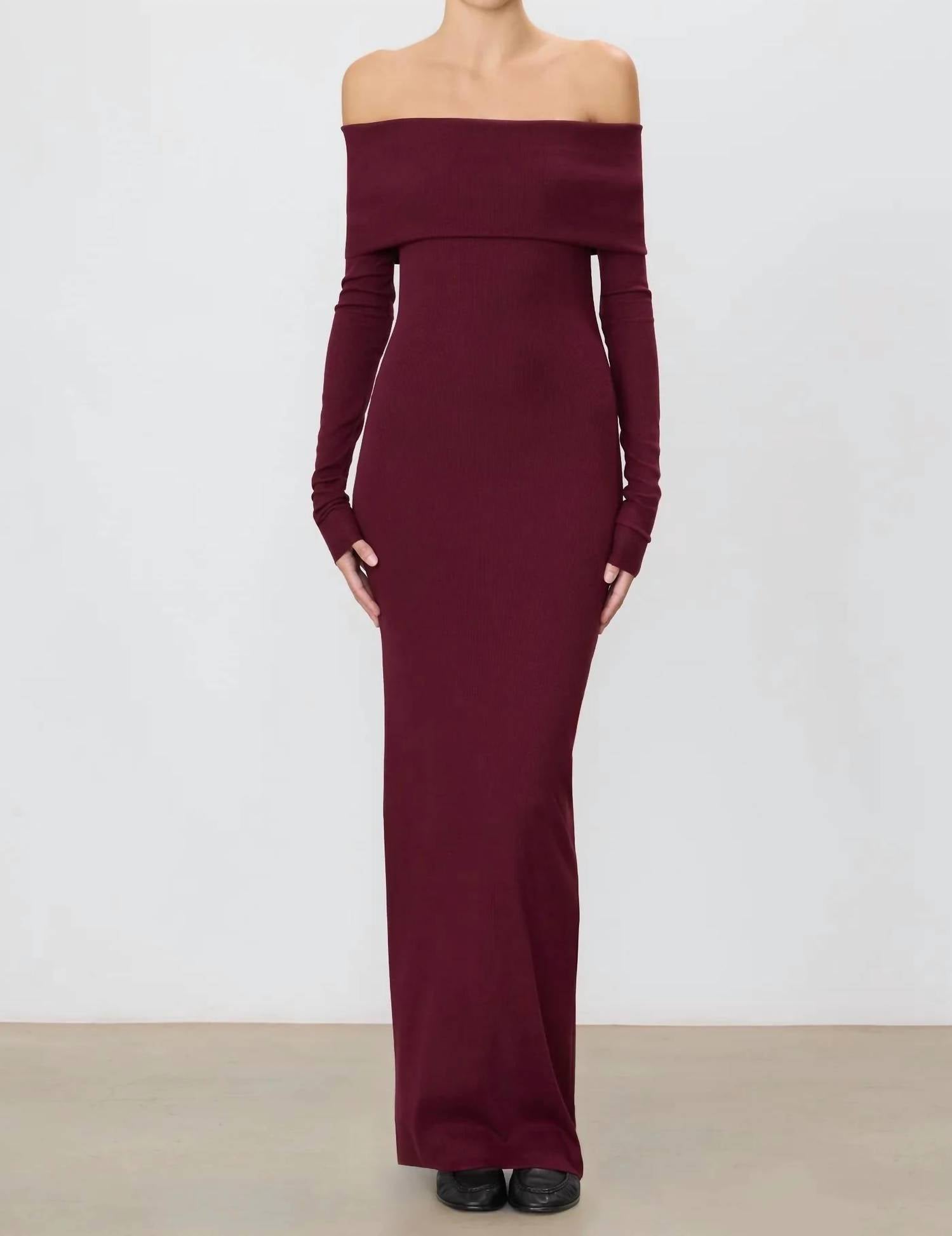 Eterne - Long Sleeve Off Shoulder Maxi Dress