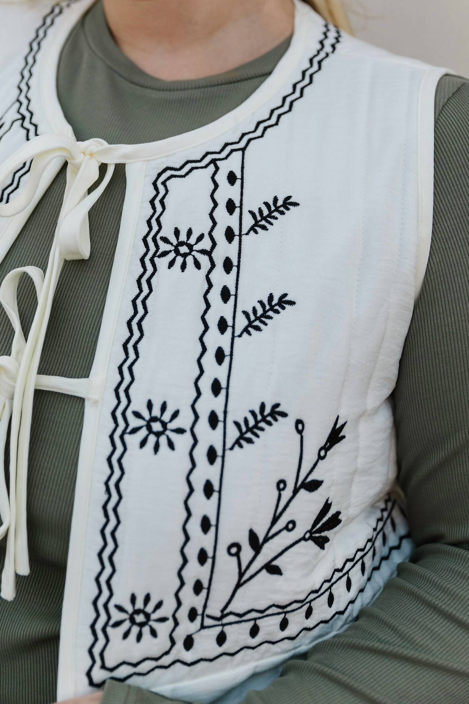 Polagram Laityn Embroidered Vest in cream - women's jacket - view 4