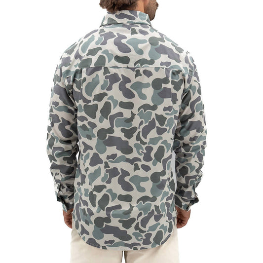 Hurricane Marsh - Button Up Green Performance Long Sleeve Top