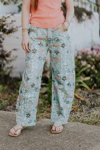 Free People Ditzy Jade Fun Barrel Jeans in blue multi - women's jeans - view 4