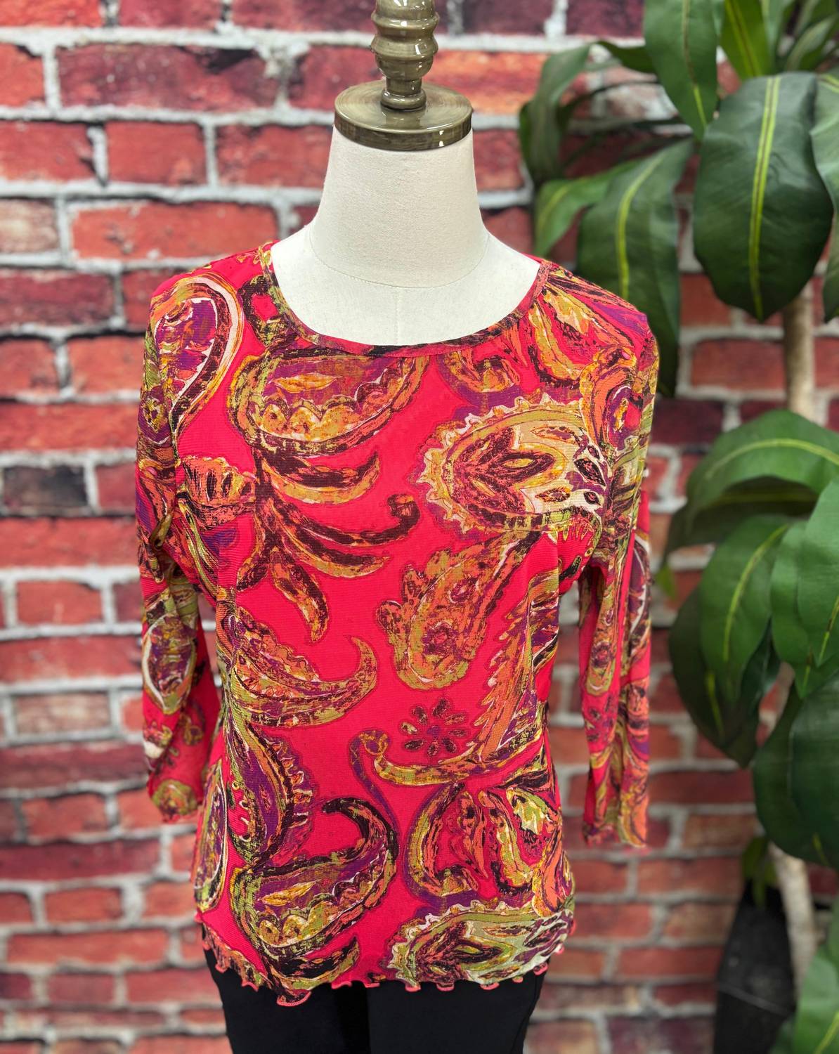 Olivia By Habitat - Women's Sunset Paisley Mesh Blouse