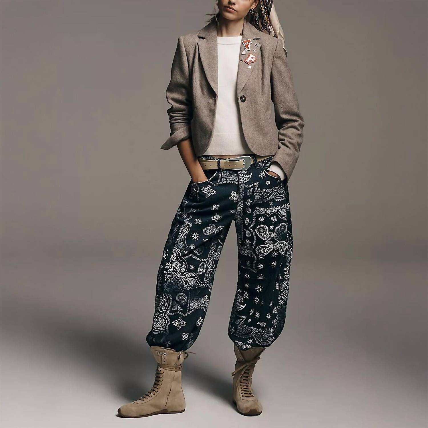 Free People - Good Luck Printed Barrel Pants