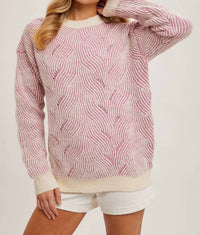 Bluivy - Crew Neck Geo Textured Knit Sweater