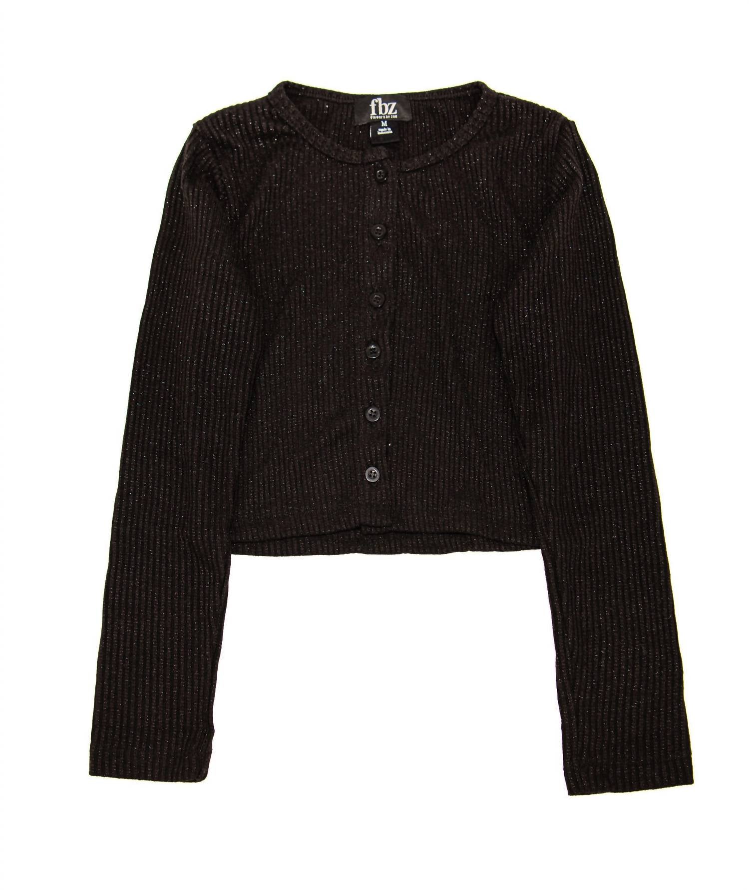 flowers by zoe Elsa Rib Sparkle Cardigan in black - kids' sweater - view 5