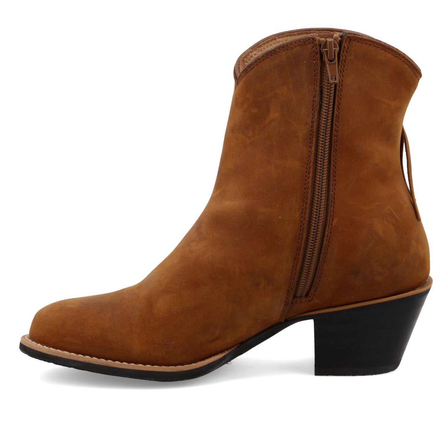 TWISTED X Women's Zip Fashion Bootie in brown - women's shoe - detail view