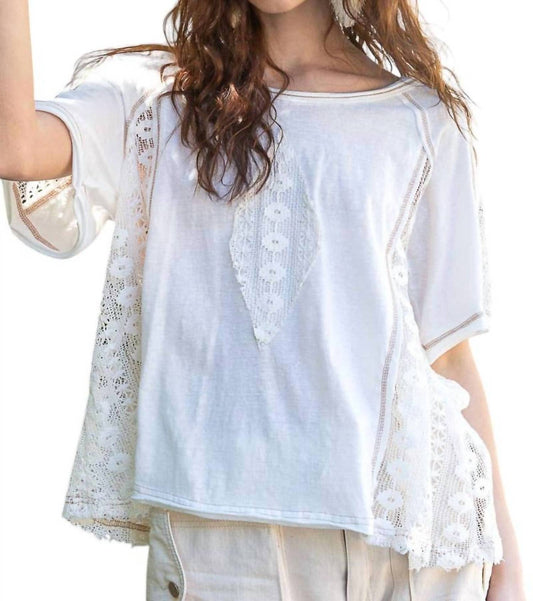 Pol - SHORT SLEEVE PULL OVER CROCHET TOP