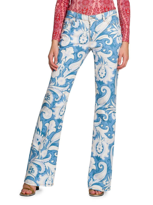 Etro - Printed Denim Straight-leg Jeans