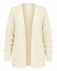 Zenana - Waffle Knit Open Cardigan Sweater
