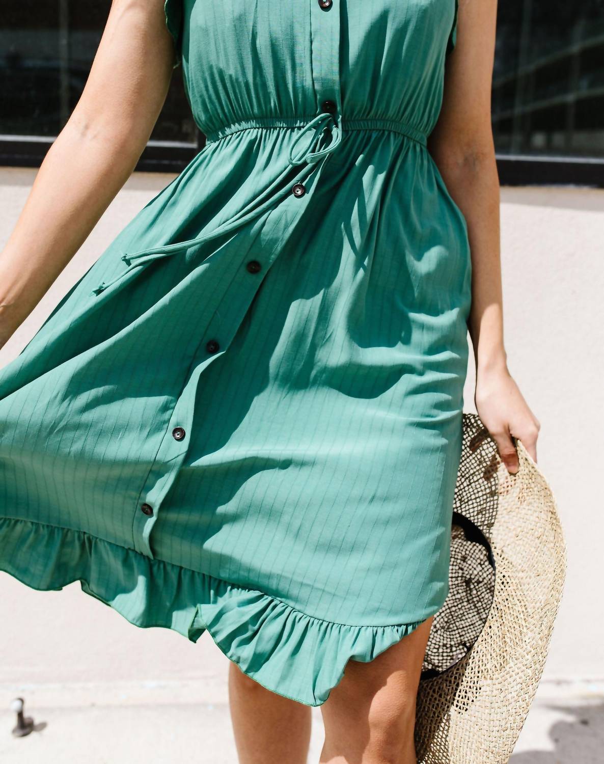 Barely Ruffled Green Sun Dress