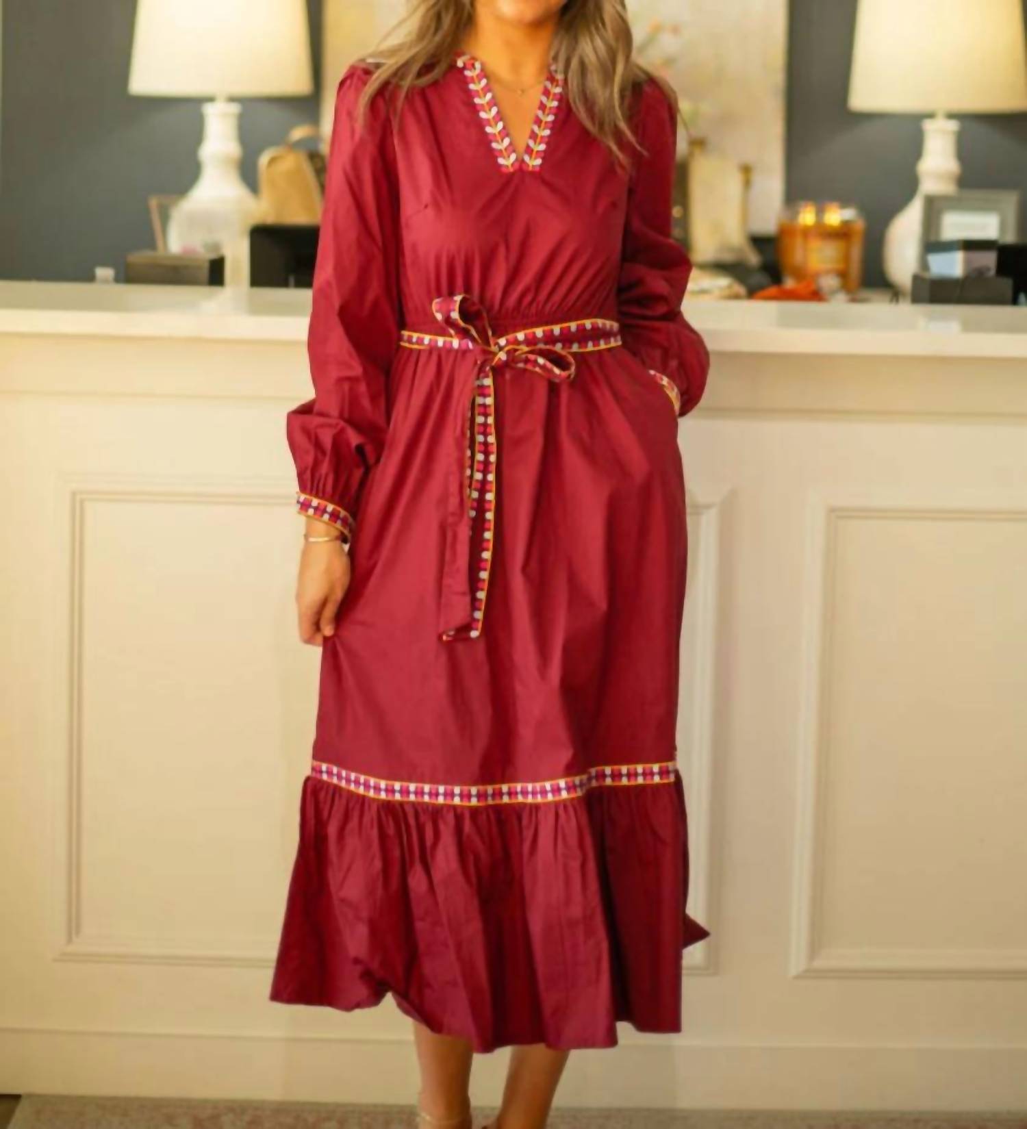 &Merci - Embroidered Long Sleeve Dress