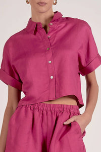 Elan - Courtney Button Front Short Sleeve Top